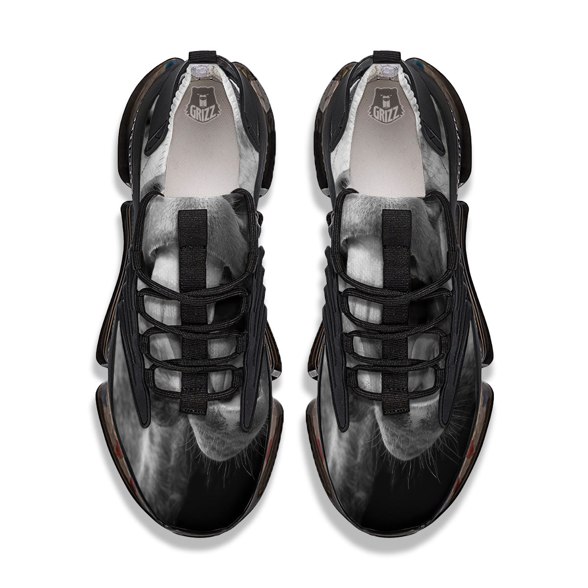Crazy Donkey White And Black Print Black Gym Shoes-grizzshop