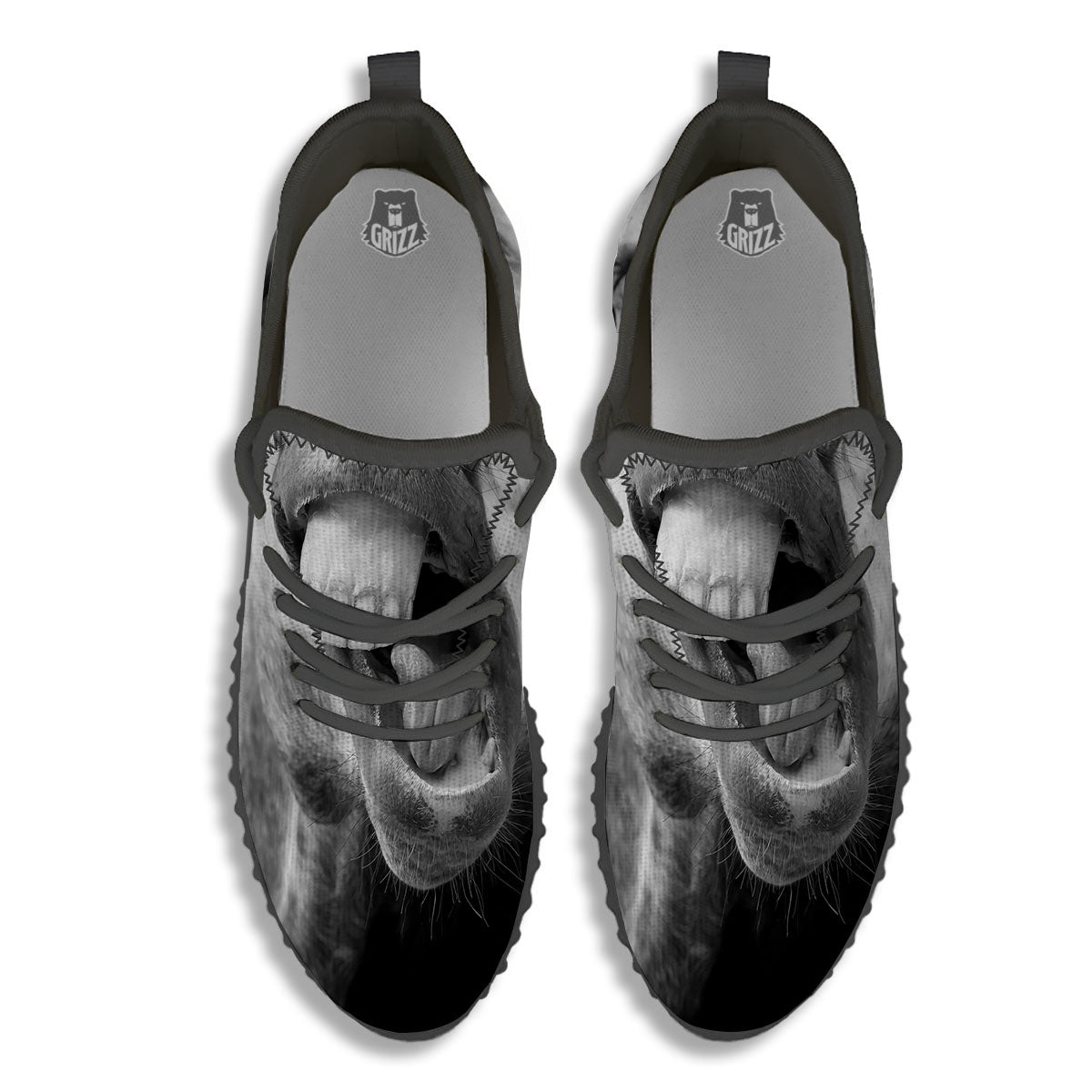 Crazy Donkey White And Black Print Black Walking Shoes-grizzshop