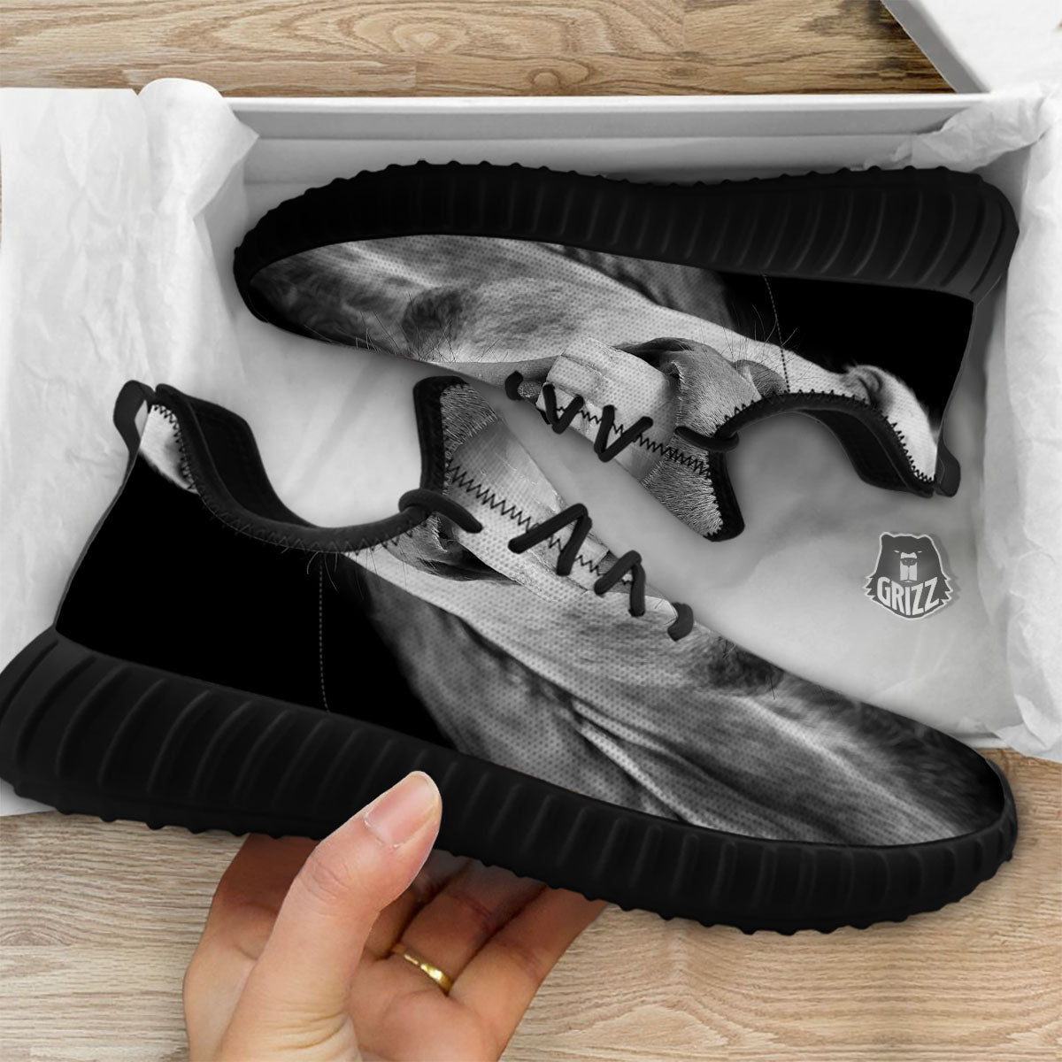 Crazy Donkey White And Black Print Black Walking Shoes-grizzshop
