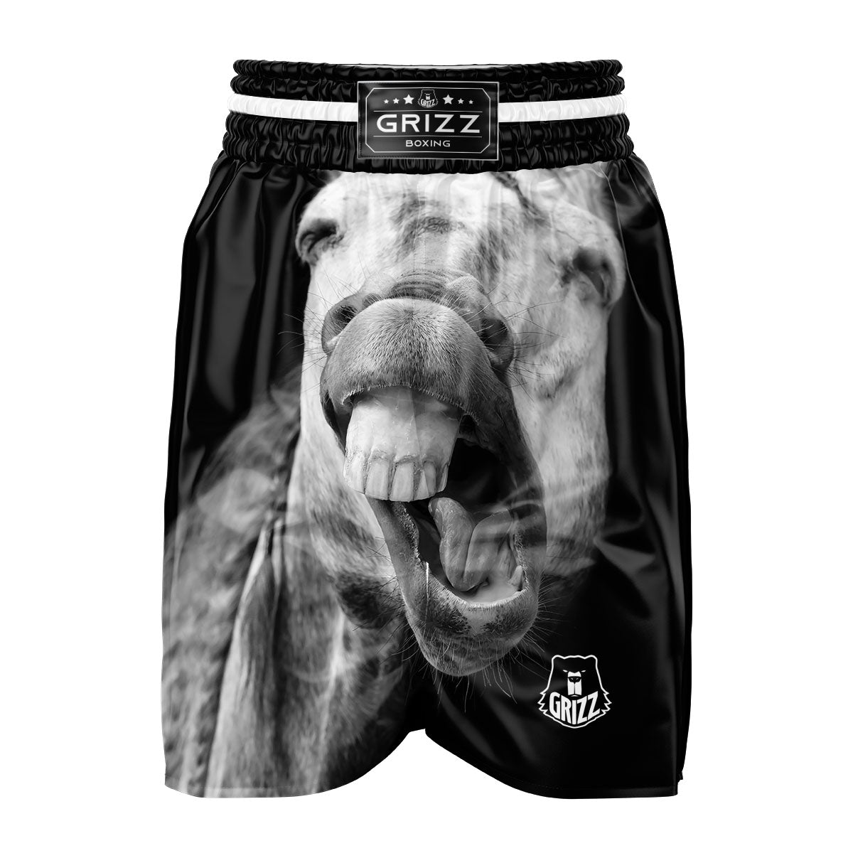 Crazy Donkey White And Black Print Boxing Shorts-grizzshop