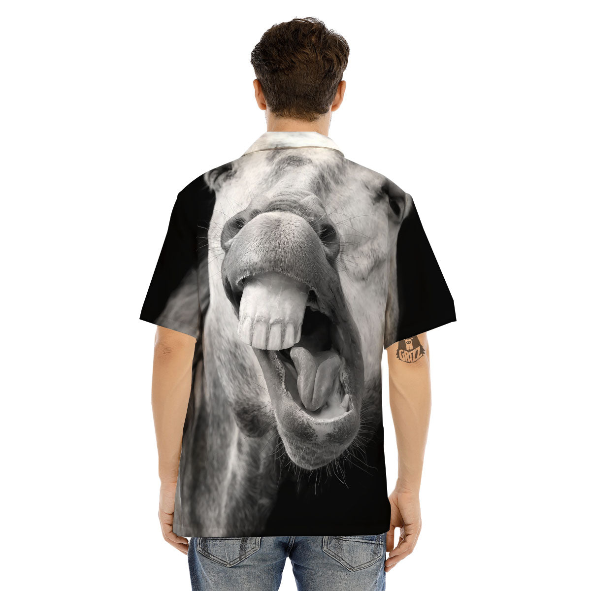 Crazy Donkey White And Black Print Men's Hawaiian Shirt-grizzshop