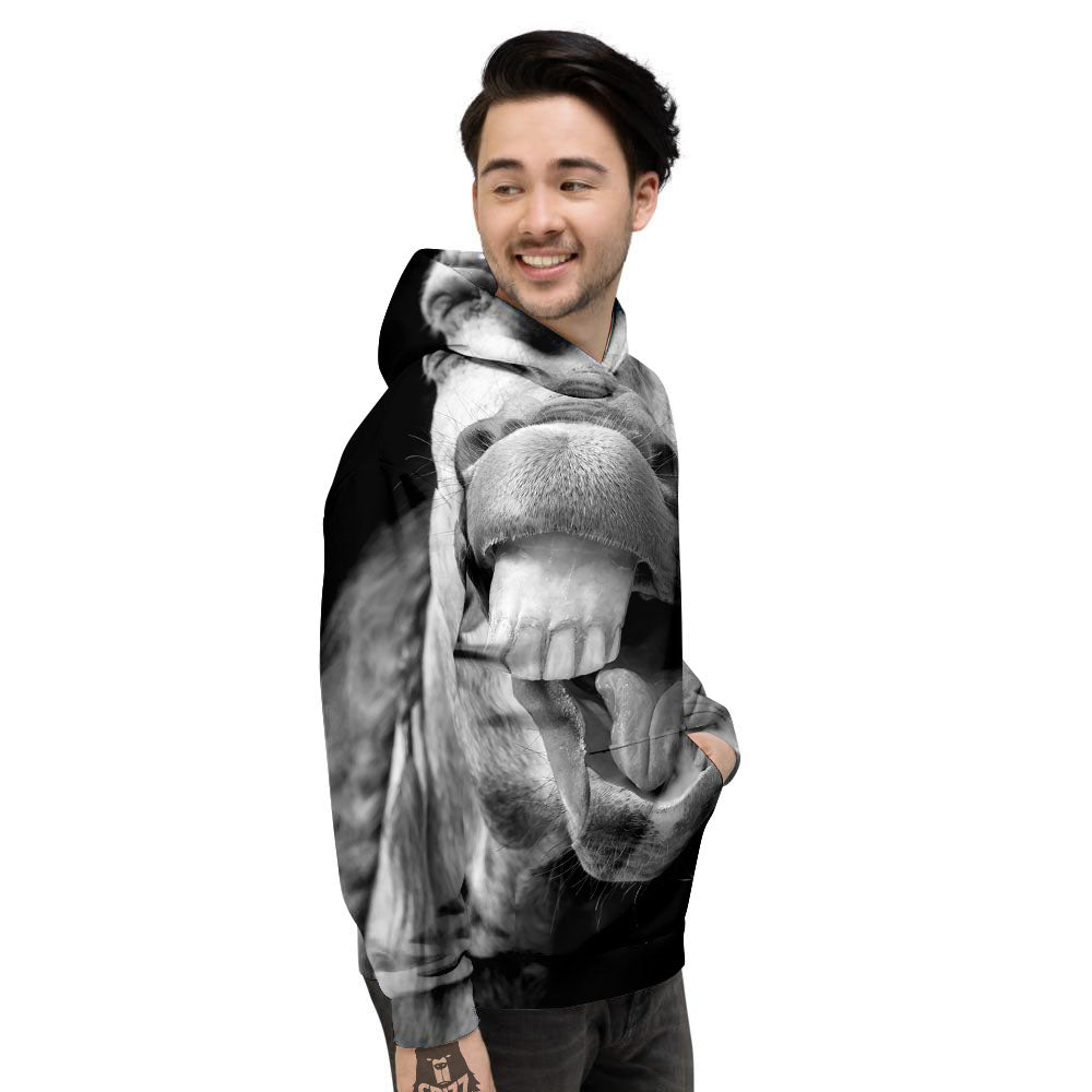 Crazy Donkey White And Black Print Men's Hoodie-grizzshop