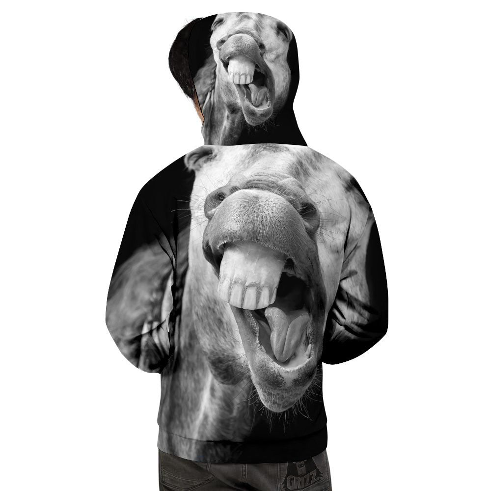 Crazy Donkey White And Black Print Men's Hoodie-grizzshop
