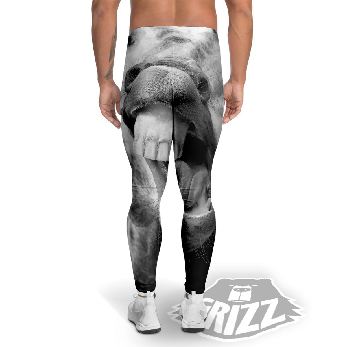 Crazy Donkey White And Black Print Men's Leggings-grizzshop