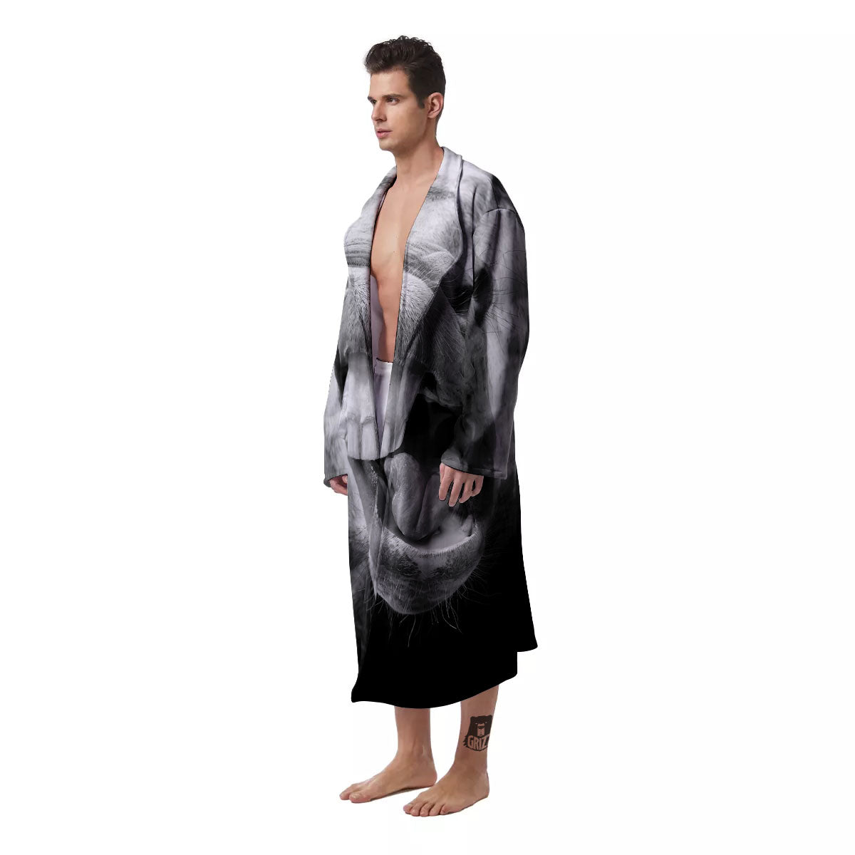 Crazy Donkey White And Black Print Men's Robe-grizzshop