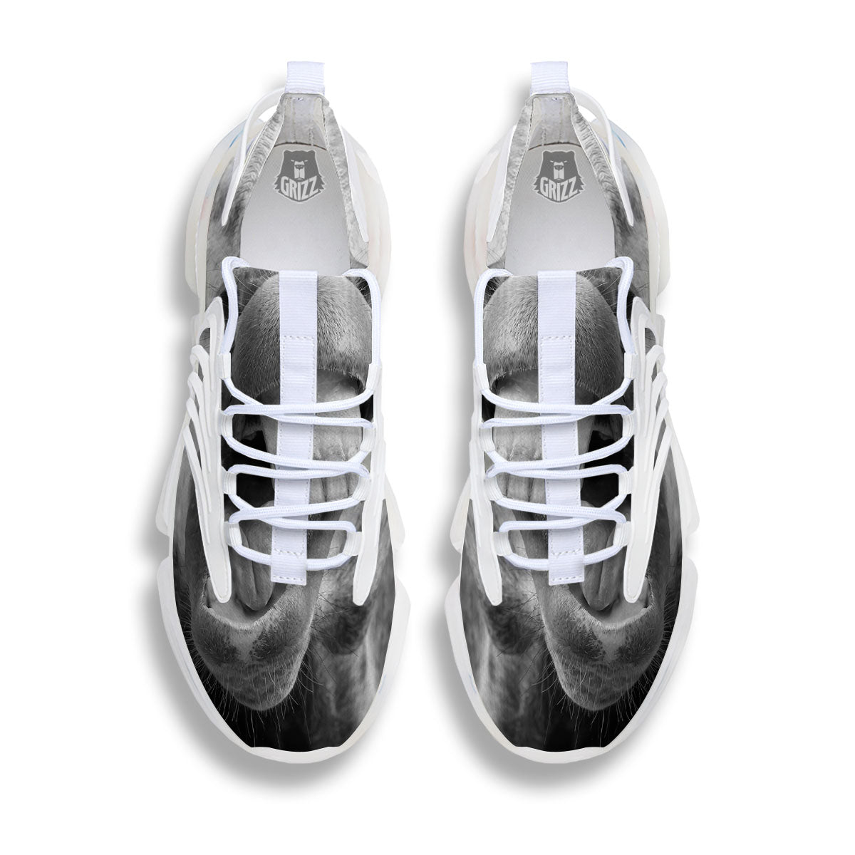 Crazy Donkey White And Black Print White Gym Shoes-grizzshop