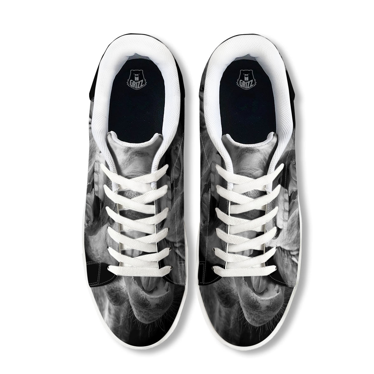Crazy Donkey White And Black Print White Low Top Sneakers-grizzshop