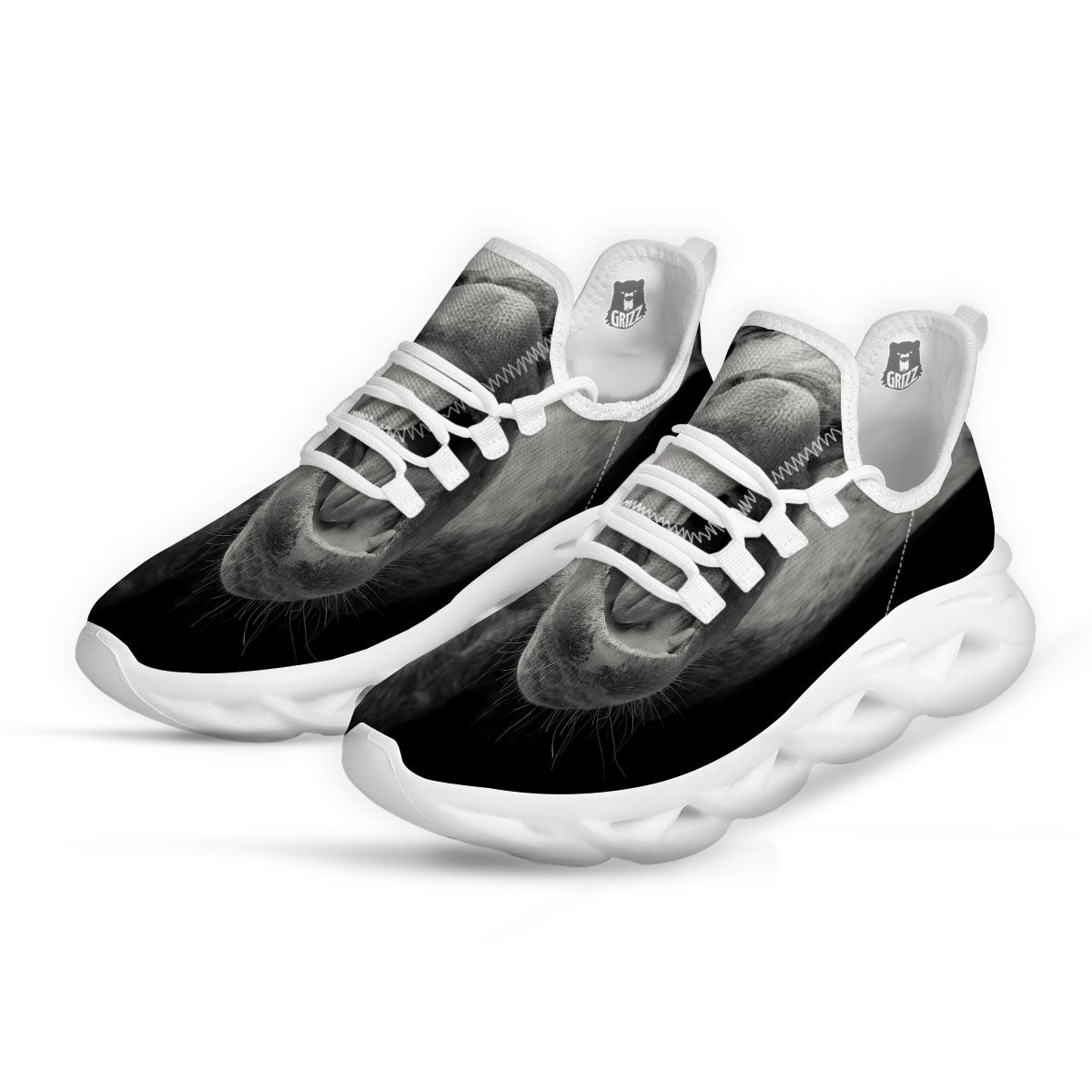 Crazy Donkey White And Black Print White Running Shoes-grizzshop