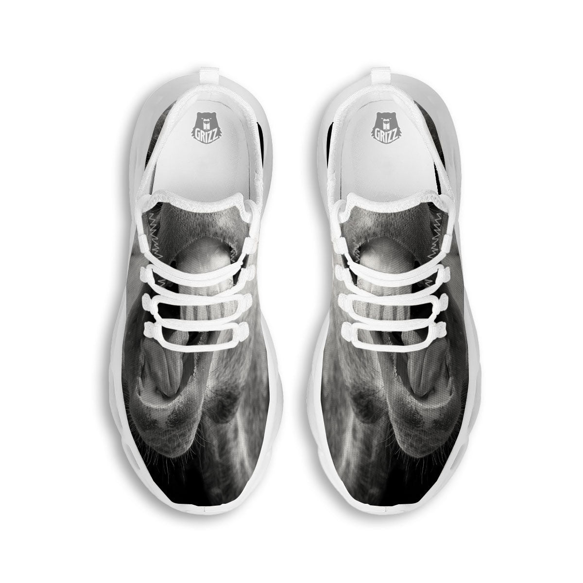 Crazy Donkey White And Black Print White Running Shoes-grizzshop