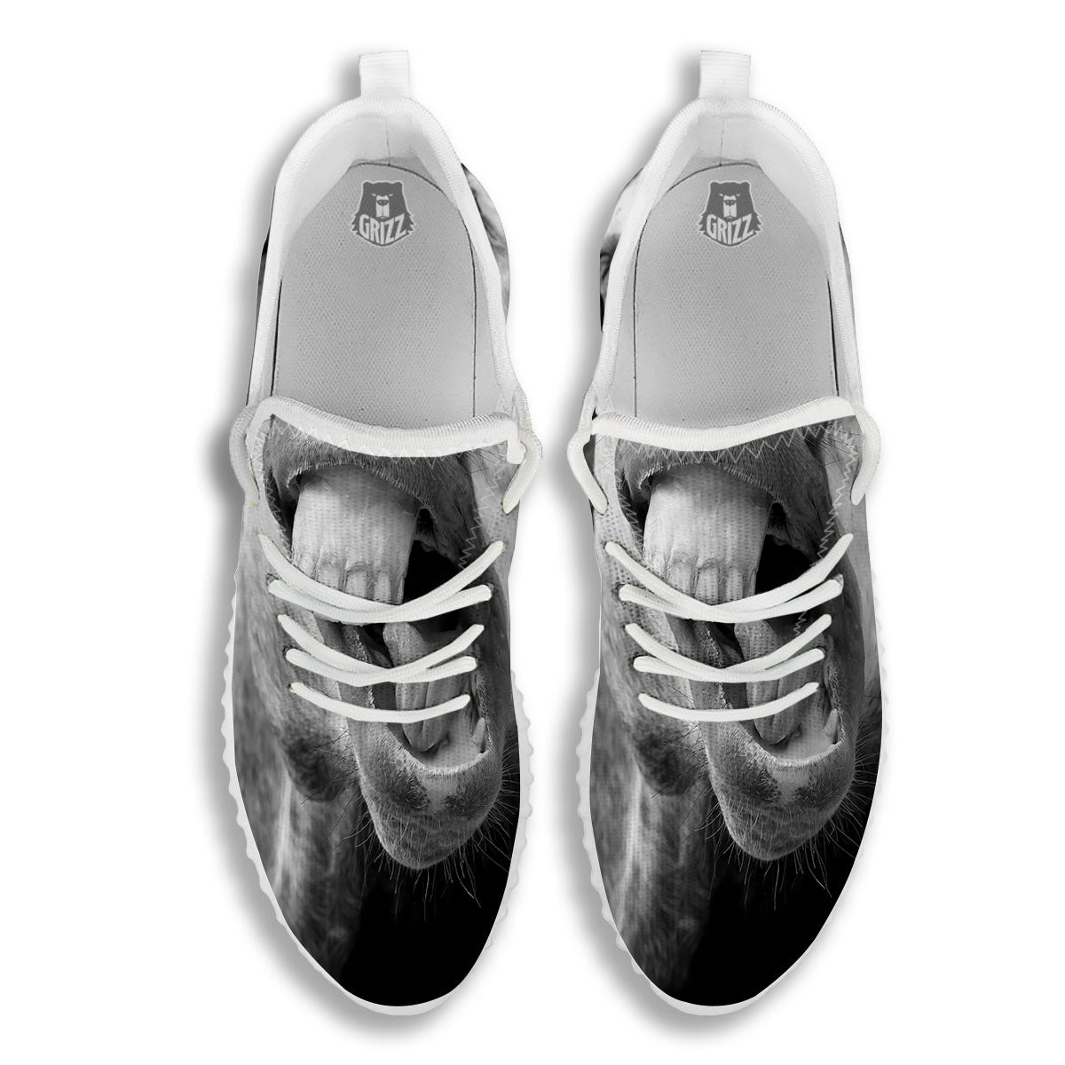 Crazy Donkey White And Black Print White Walking Shoes-grizzshop