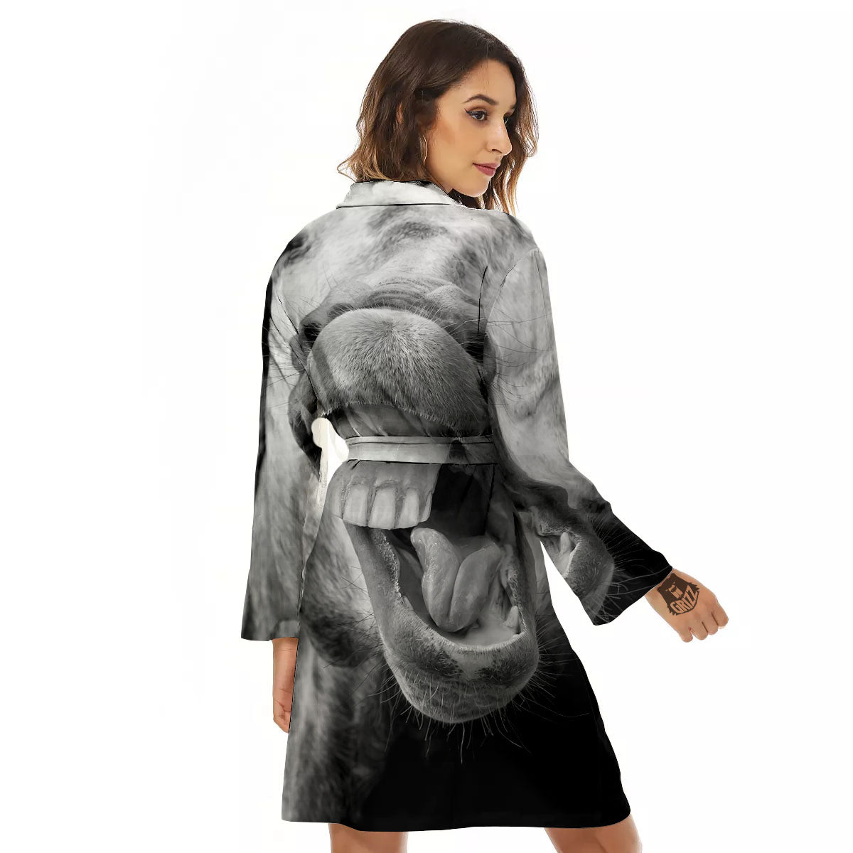 Crazy Donkey White And Black Print Women's Robe-grizzshop
