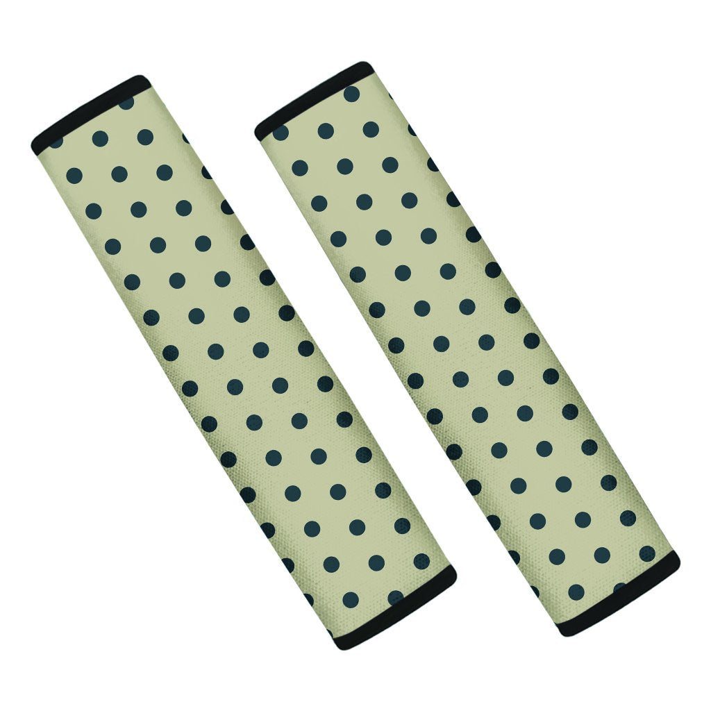 Cream And Black Polka Dot Print Seat Belt Cover-grizzshop