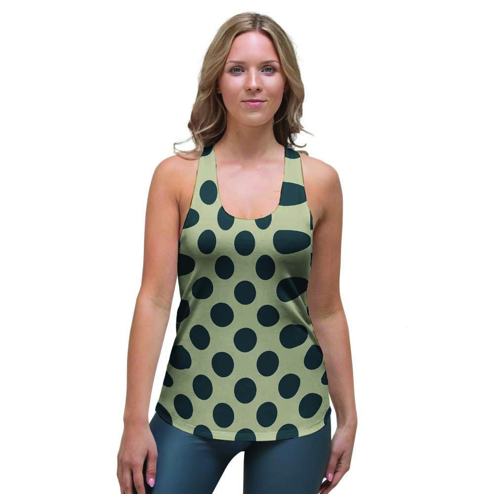 Cream And Black Polka Dot Women's Racerback Tank Top-grizzshop