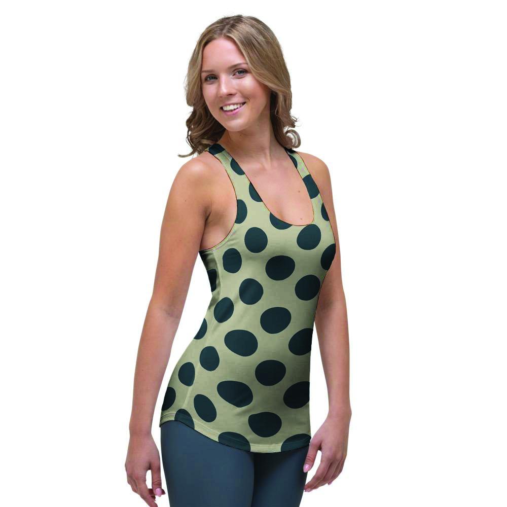 Cream And Black Polka Dot Women's Racerback Tank Top-grizzshop