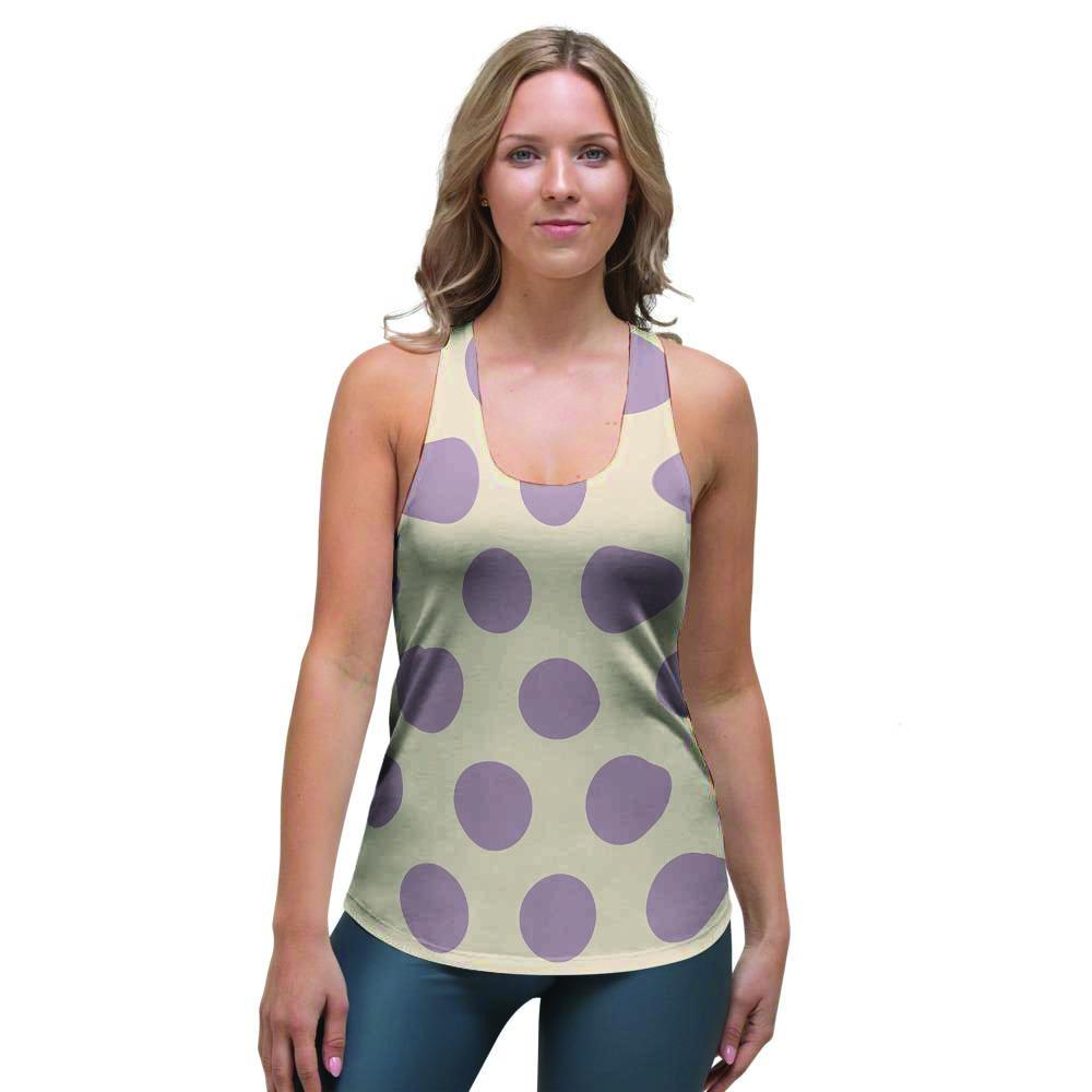 Cream And Brown Polka Dot Women's Racerback Tank Top-grizzshop