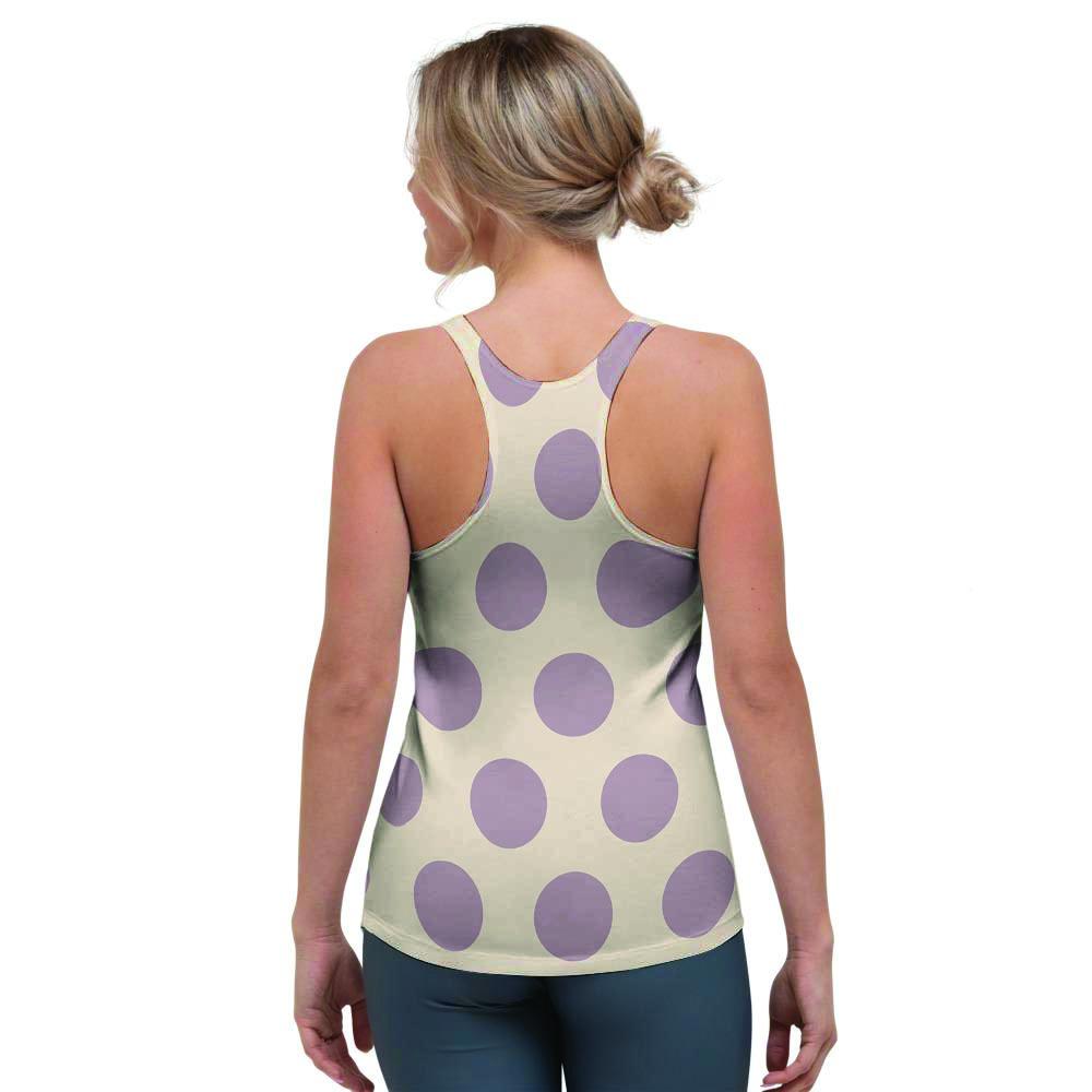 Cream And Brown Polka Dot Women's Racerback Tank Top-grizzshop