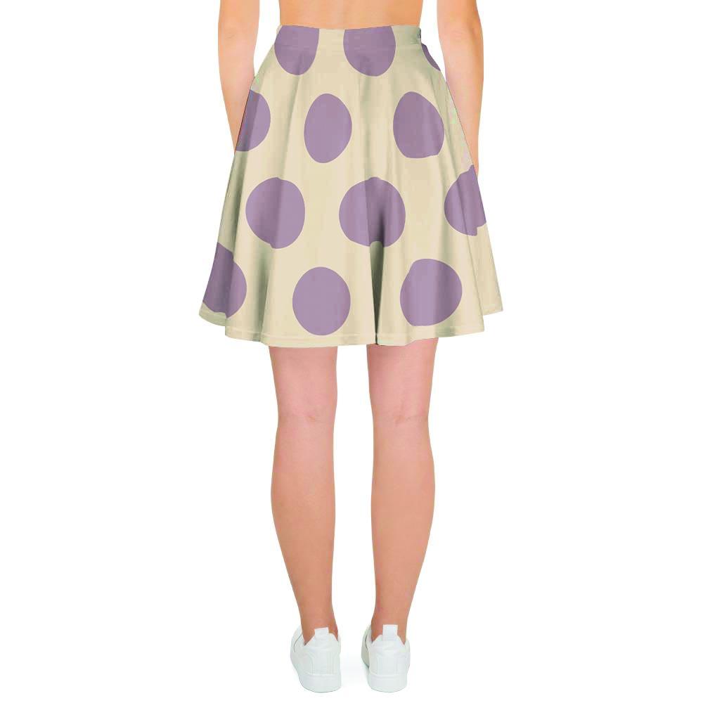 Cream And Brown Polka Dot Women's Skirt-grizzshop