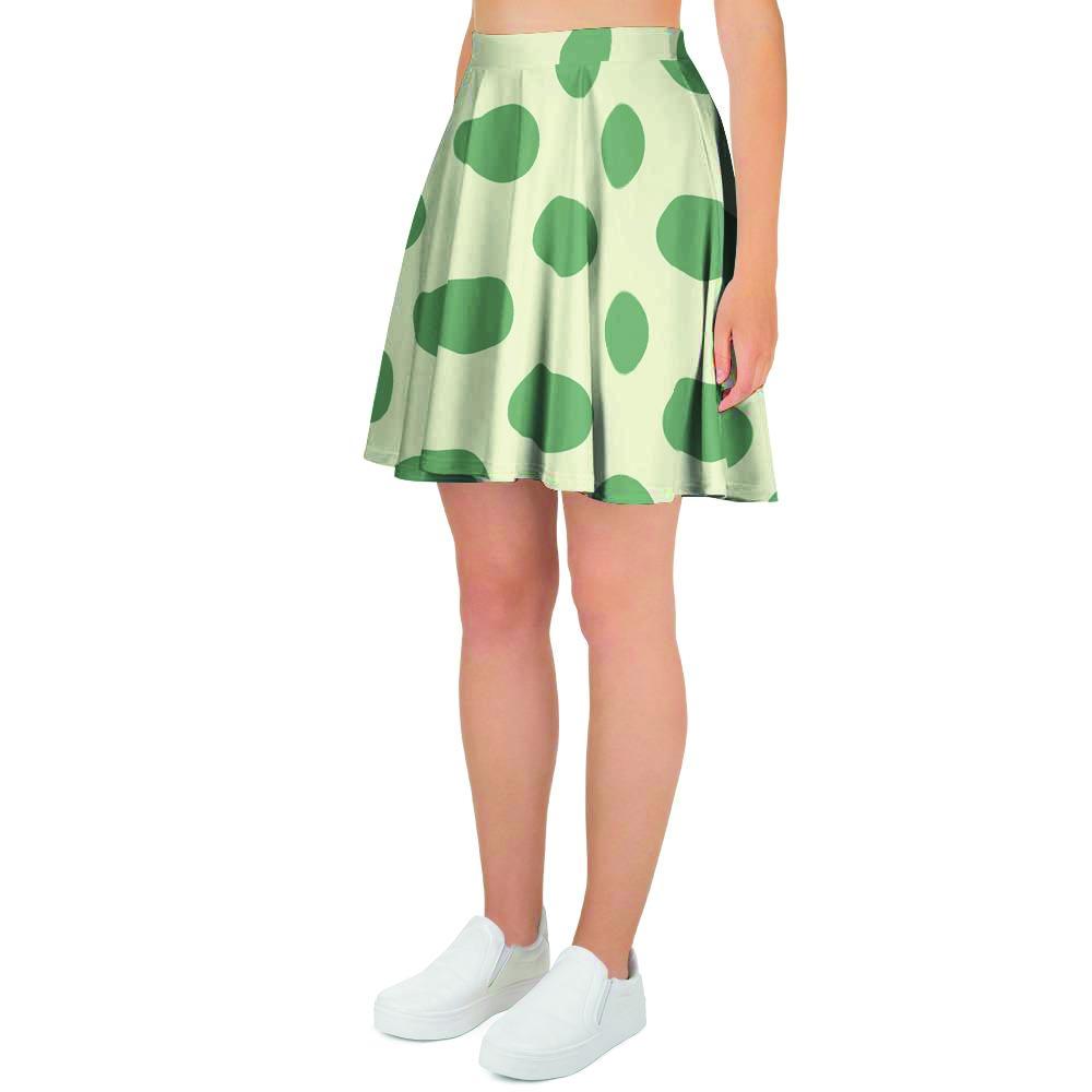 Cream And Emerald Polka Dot Women's Skirt-grizzshop