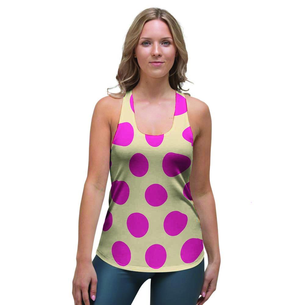 Cream And Pink Polka Dot Women's Racerback Tank Top-grizzshop