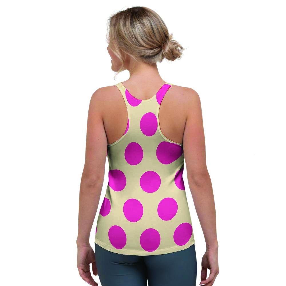 Cream And Pink Polka Dot Women's Racerback Tank Top-grizzshop