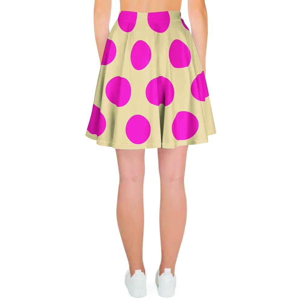 Cream And Pink Polka Dot Women's Skirt-grizzshop