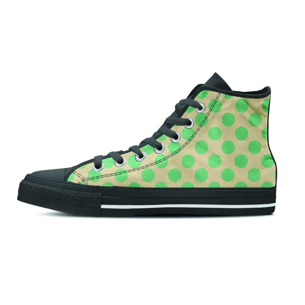 Cream And Teal Polka Dot Women's High Top Shoes-grizzshop