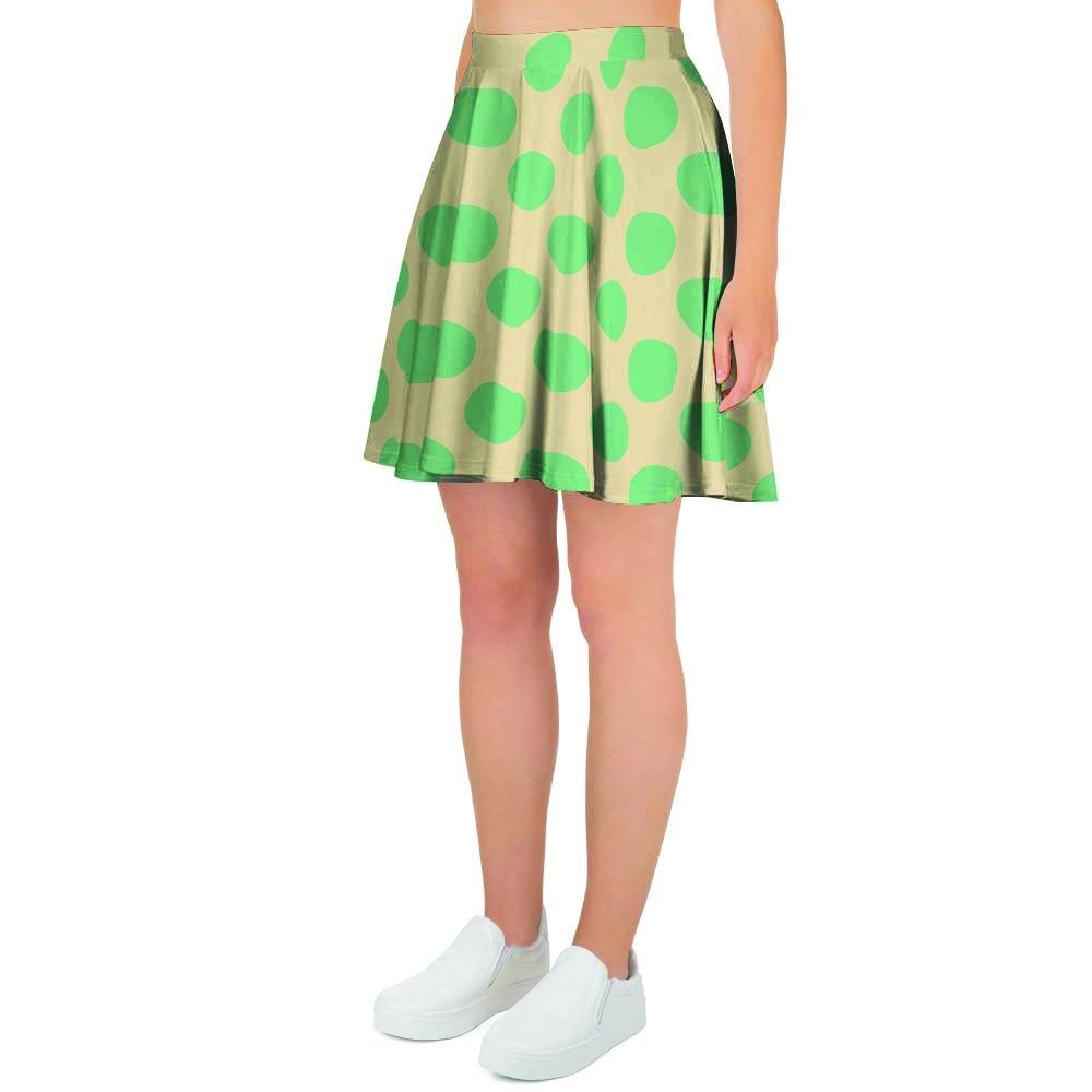 Cream And Teal Polka Dot Women's Skirt-grizzshop