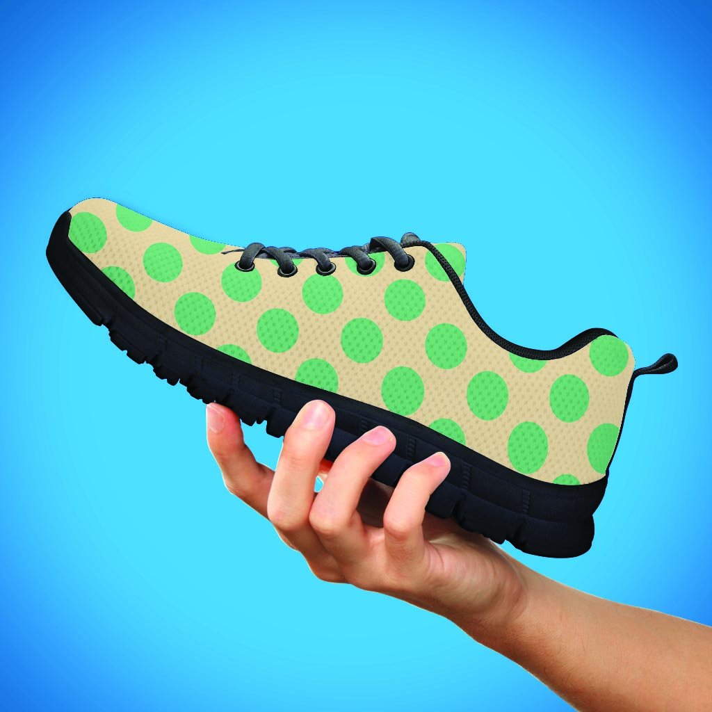 Cream And Teal Polka Dot Women's Sneakers-grizzshop