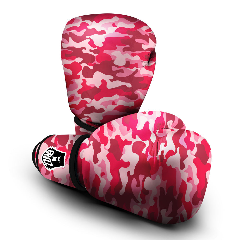 Crimson Camo And Camouflage Print Boxing Gloves-grizzshop