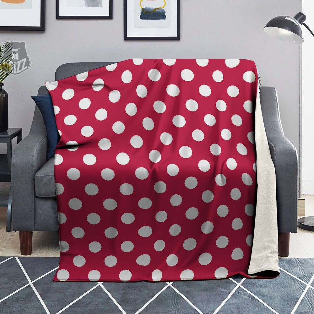 Crimson Color Polka Dot Print Pattern Blanket-grizzshop