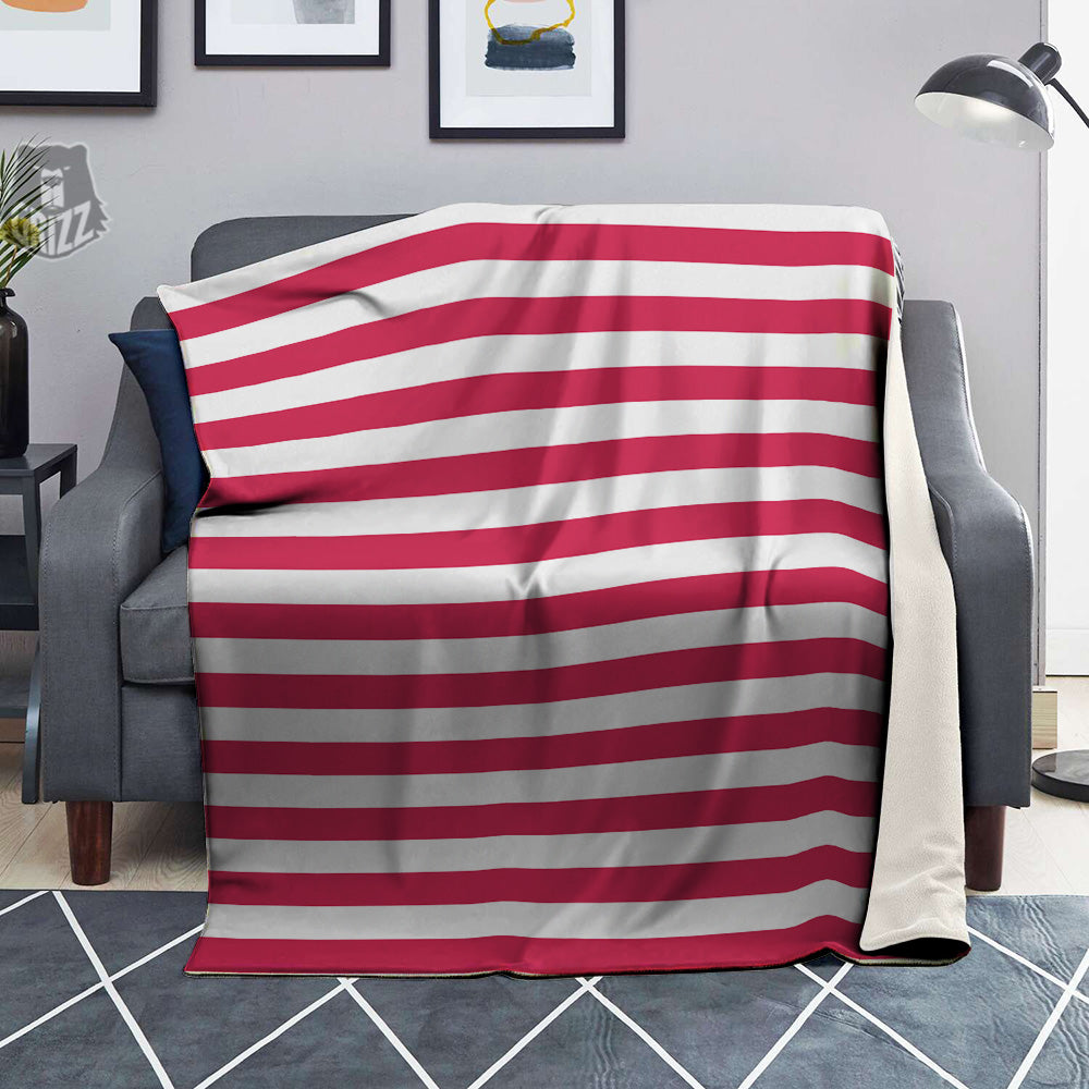 Crimson Color Striped Print Blanket-grizzshop