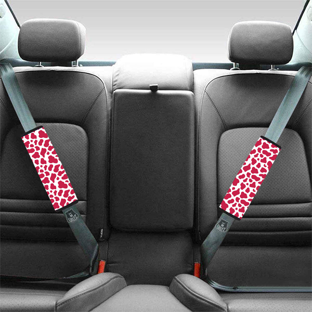 Crimson Cow Print Pattern Car Seat Belt Cover-grizzshop