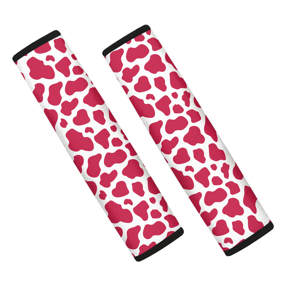 Crimson Cow Print Pattern Car Seat Belt Cover-grizzshop