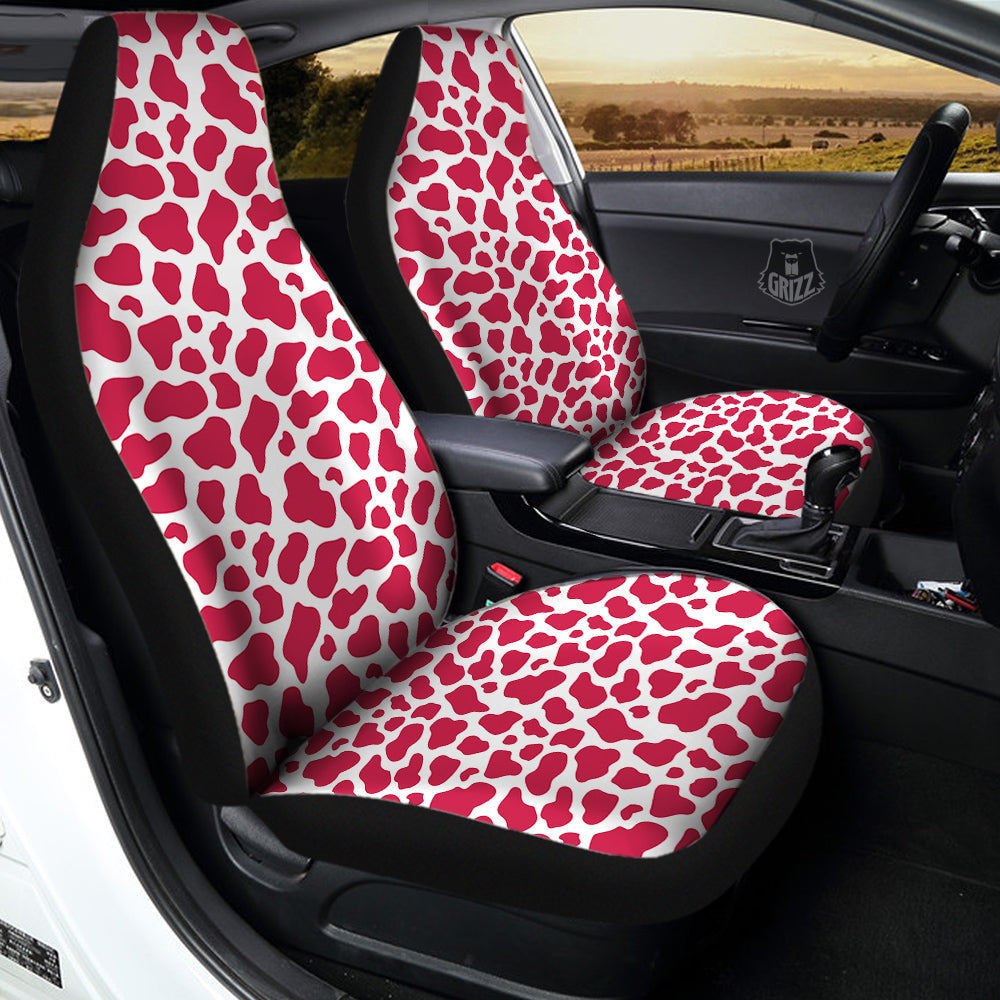 Crimson Cow Print Pattern Car Seat Covers-grizzshop
