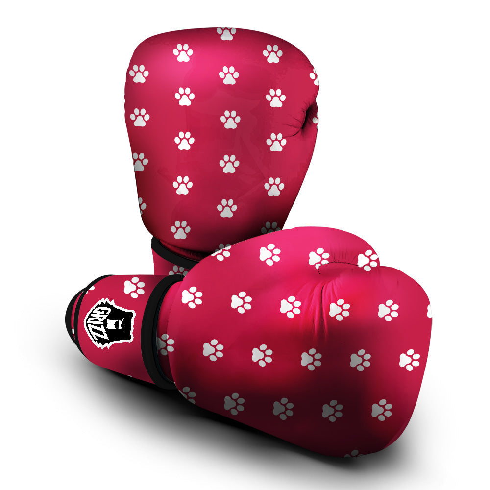Crimson Paw Print Boxing Gloves-grizzshop