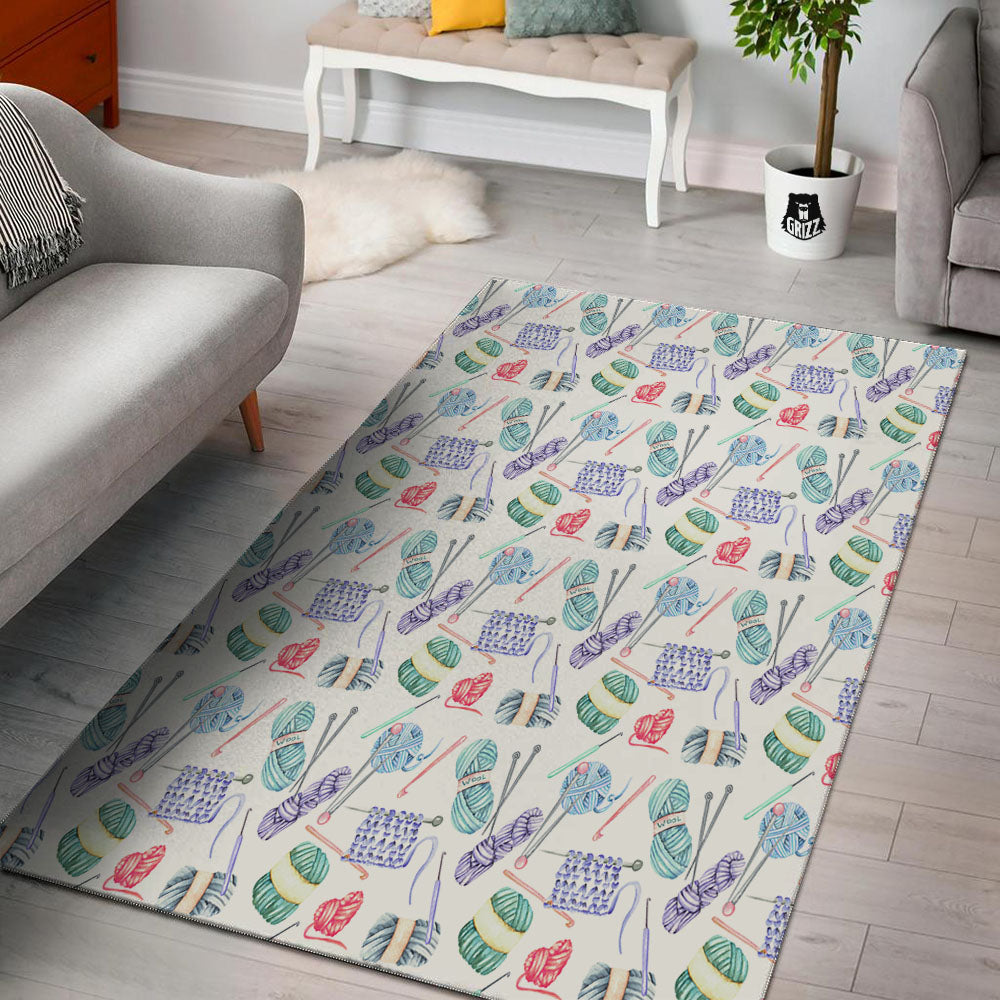 Crochet Yarn Print Pattern Floor Mat-grizzshop