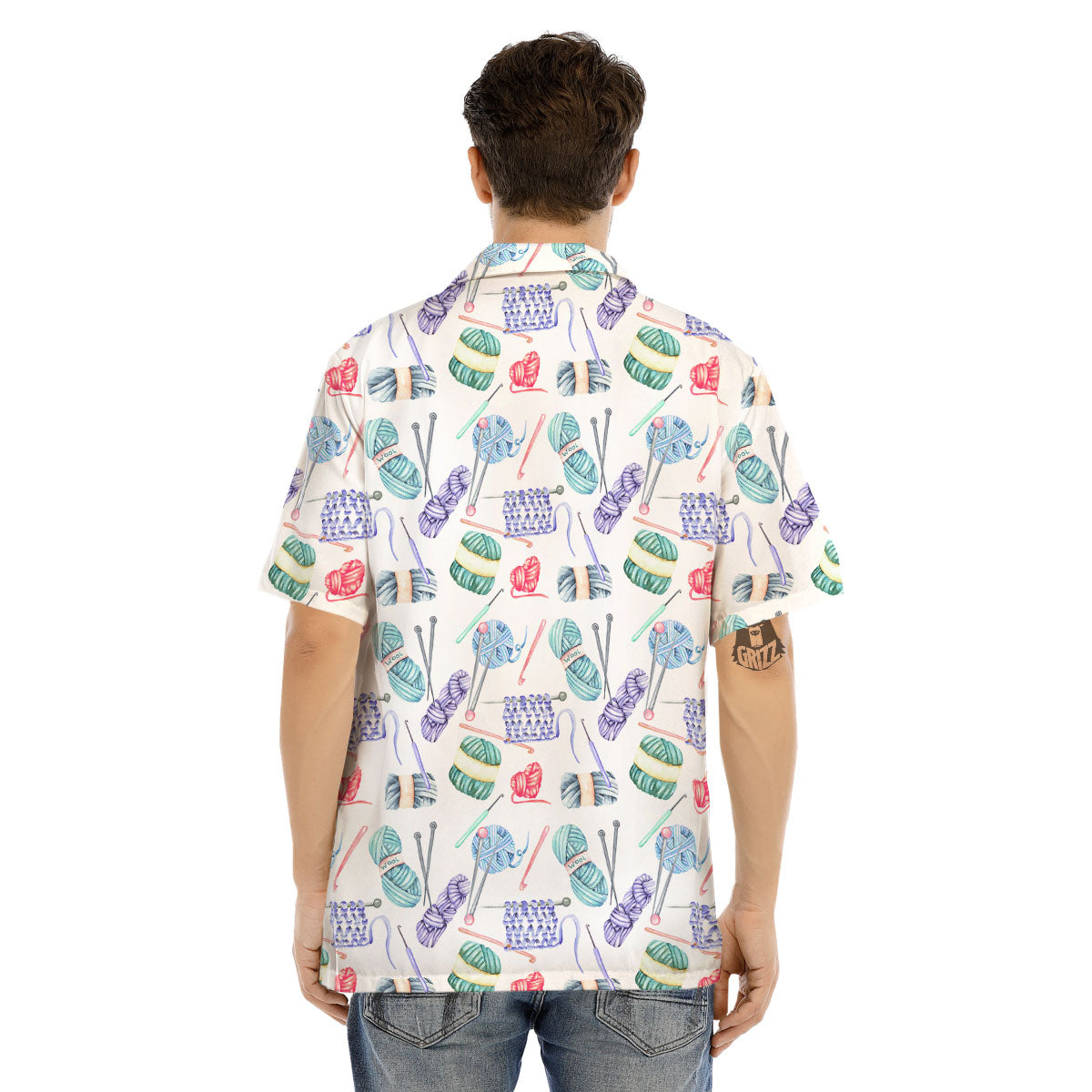 Crochet Yarn Print Pattern Men's Hawaiian Shirt-grizzshop