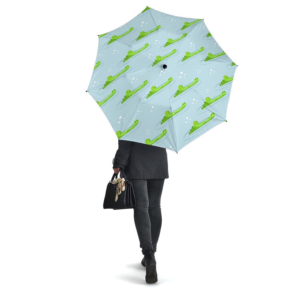Crocodile Cartoon Print Pattern Automatic Foldable Umbrella-grizzshop