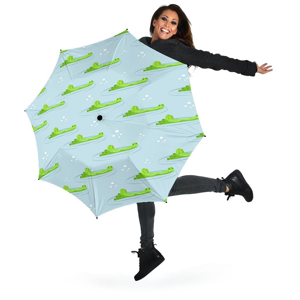 Crocodile Cartoon Print Pattern Automatic Foldable Umbrella-grizzshop