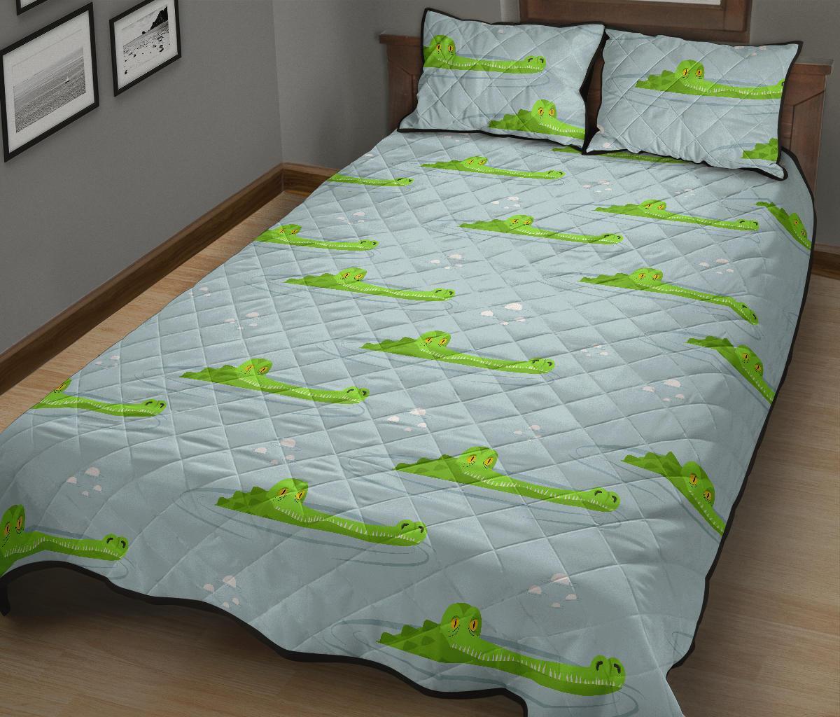 Crocodile Cartoon Print Pattern Bed Set Quilt-grizzshop