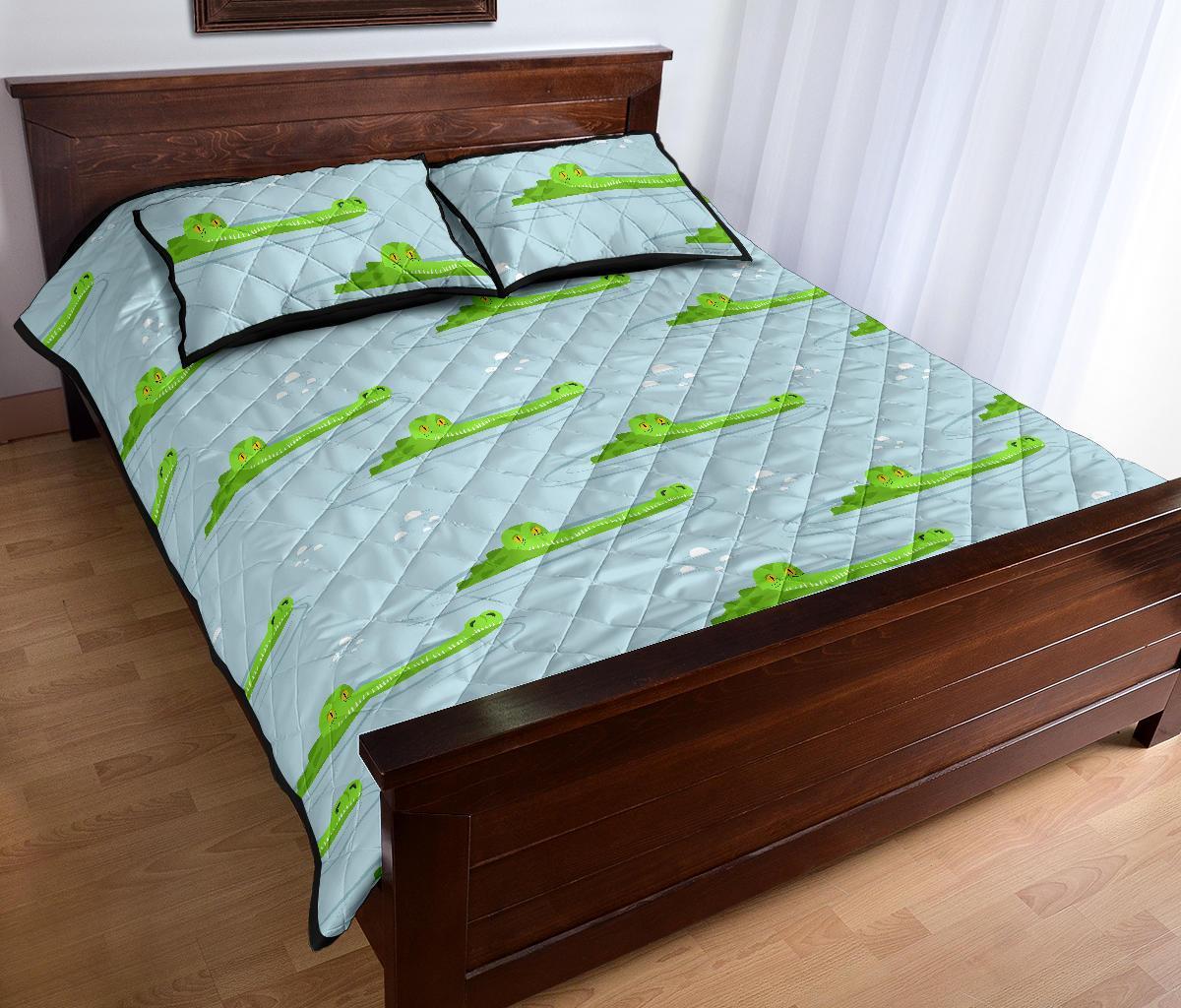 Crocodile Cartoon Print Pattern Bed Set Quilt-grizzshop
