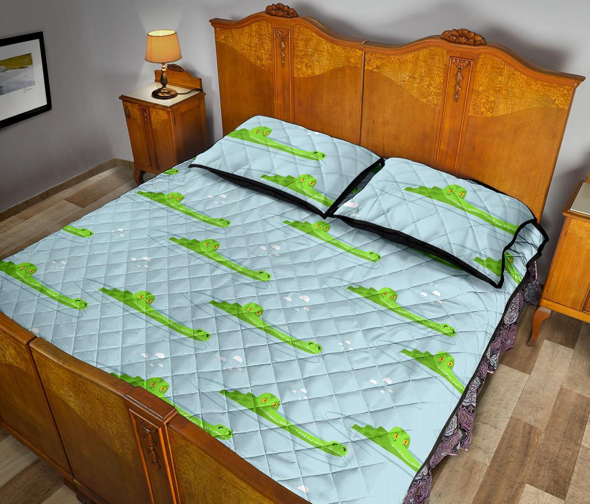 Crocodile Cartoon Print Pattern Bed Set Quilt-grizzshop