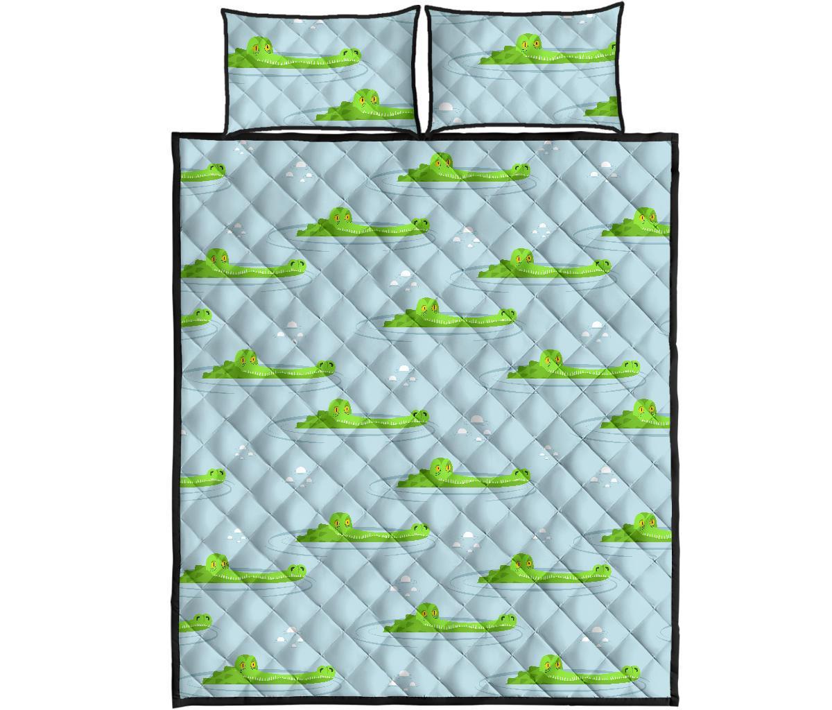 Crocodile Cartoon Print Pattern Bed Set Quilt-grizzshop