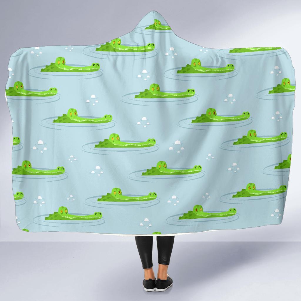 Crocodile Cartoon Print Pattern Hooded Blanket-grizzshop
