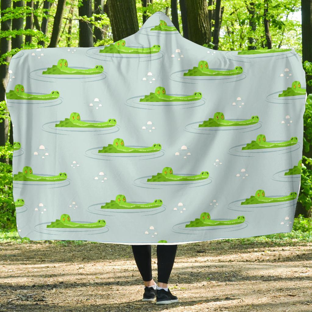 Crocodile Cartoon Print Pattern Hooded Blanket-grizzshop