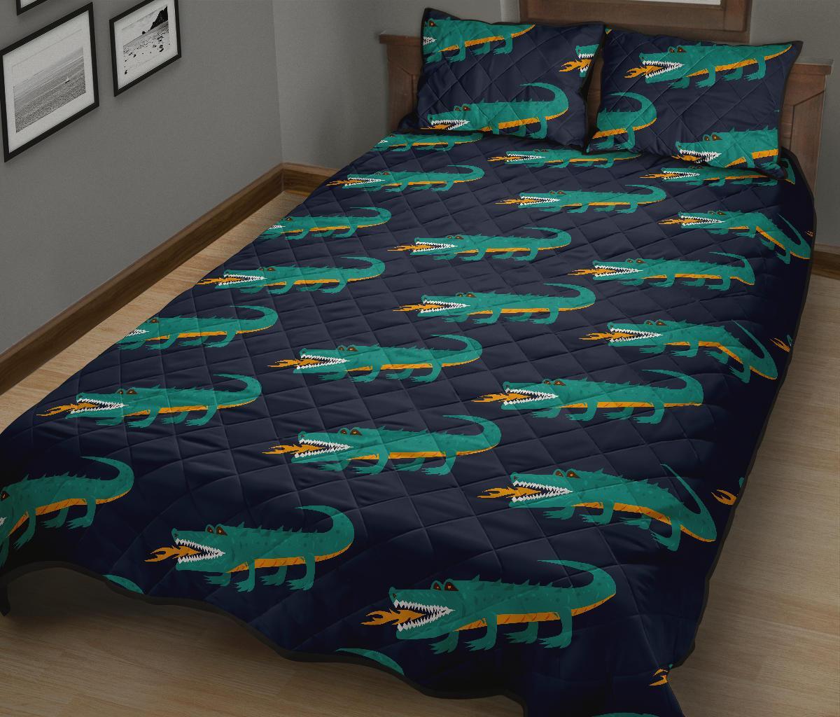 Crocodile Pattern Print Bed Set Quilt-grizzshop