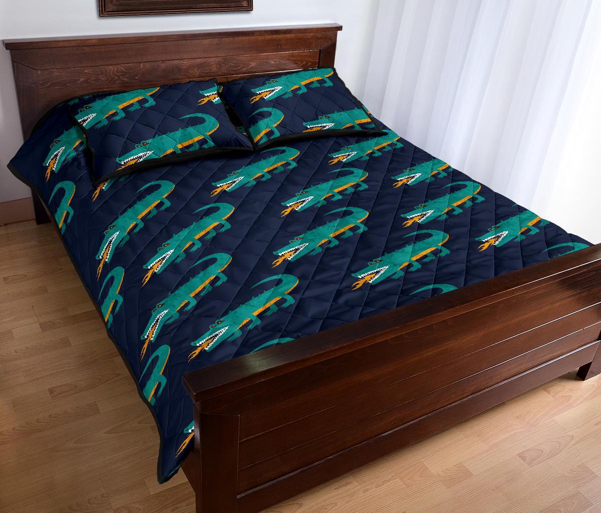 Crocodile Pattern Print Bed Set Quilt-grizzshop