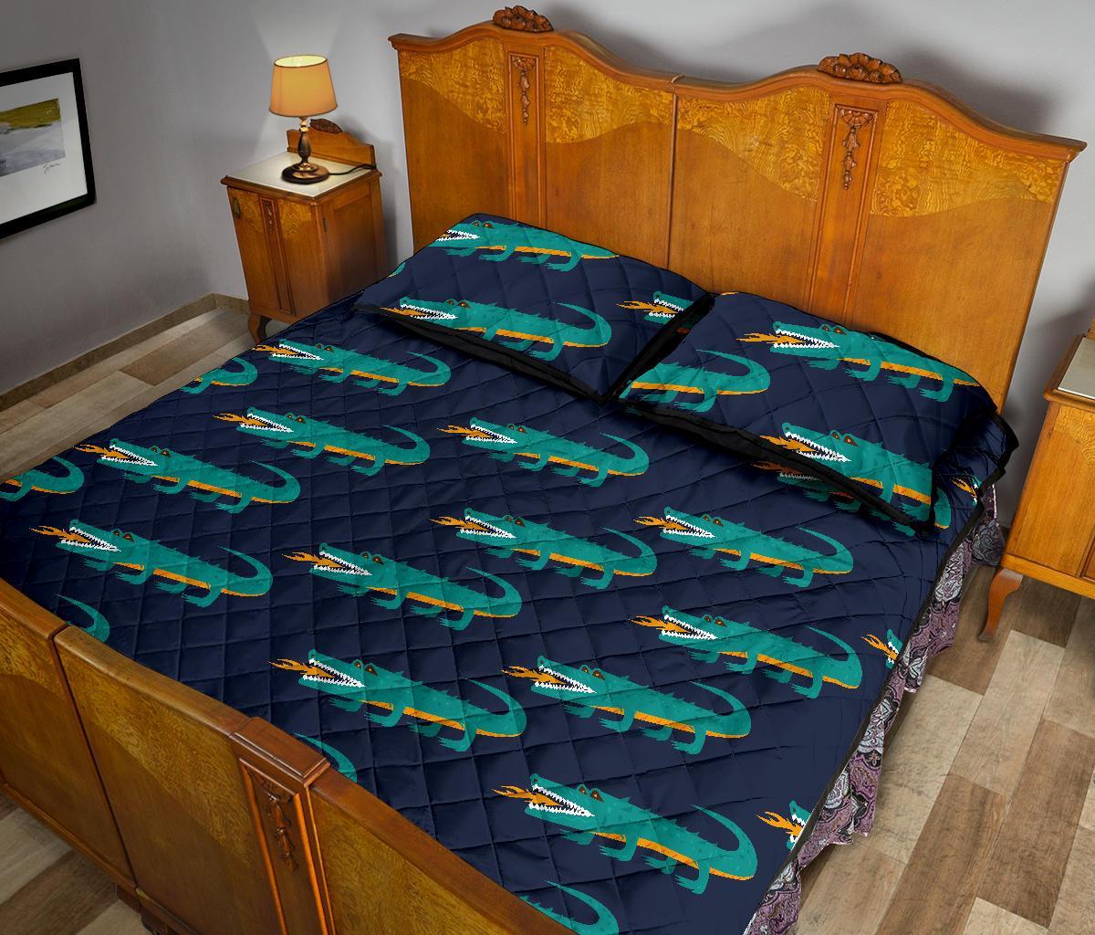 Crocodile Pattern Print Bed Set Quilt-grizzshop