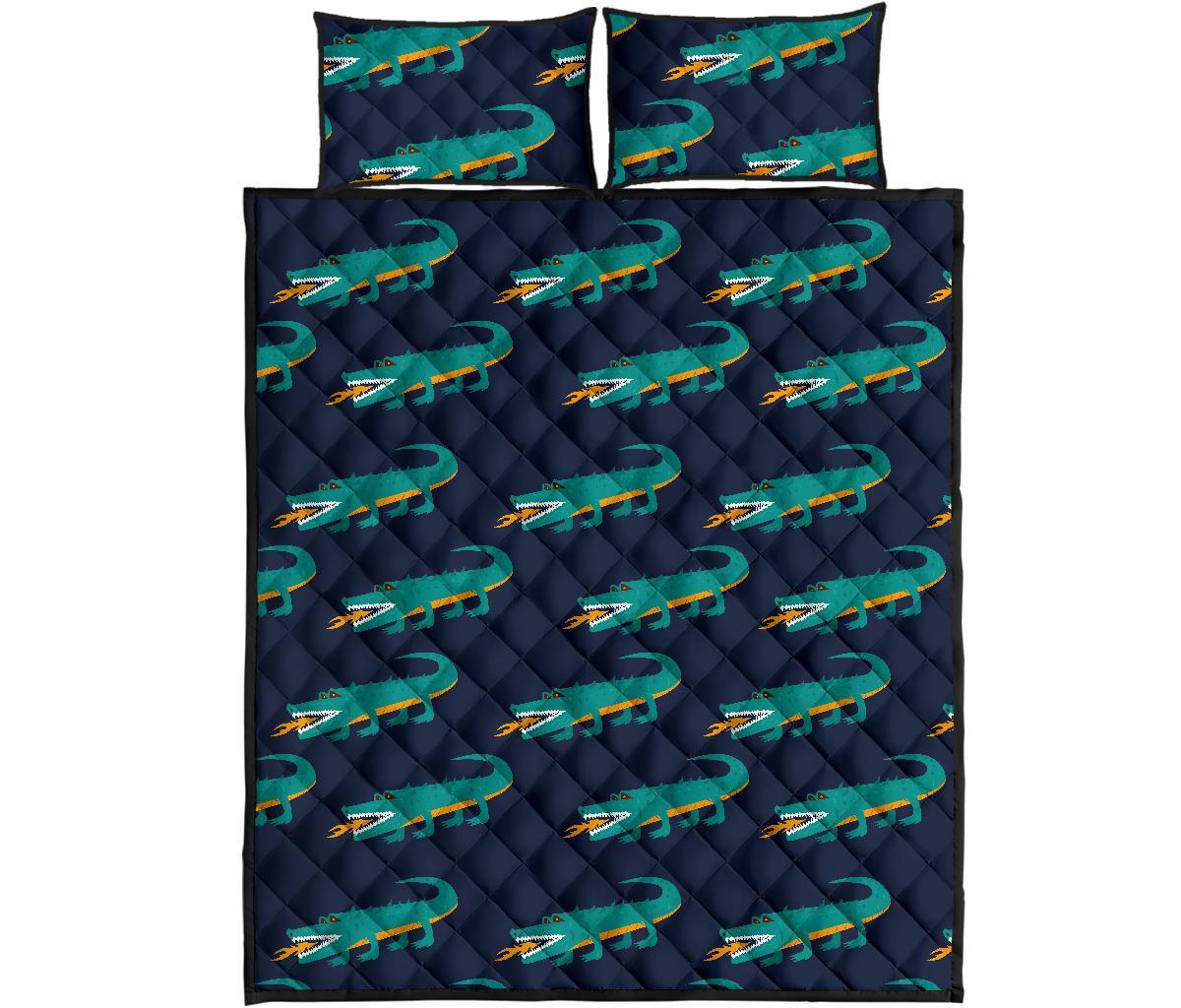 Crocodile Pattern Print Bed Set Quilt-grizzshop