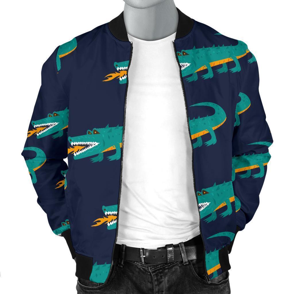 Crocodile Pattern Print Men's Bomber Jacket-grizzshop